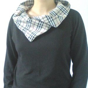 Black Knit top with plaid detail